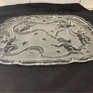 Clear Glass Tray with Cherub Design